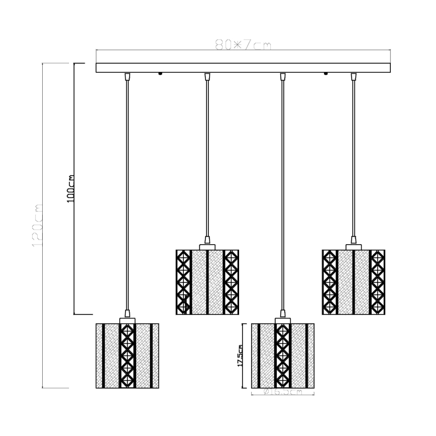 Globo -  Κρεμαστό φωτιστικό οροφής ράγα 4xE27/60W/230V χρυσό/μαύρο