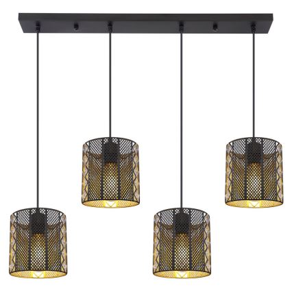 Globo - Φωτιστικό οροφής με καλώδιο 4xE27/60W/230V χρυσό/μαύρο