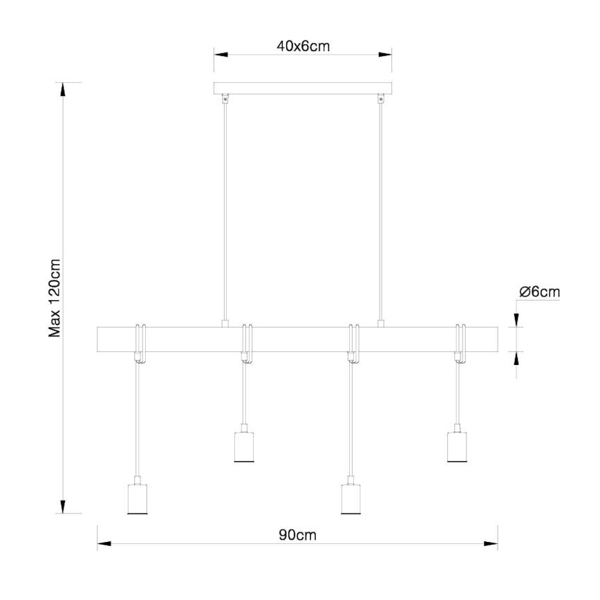 Globo 15459-4H - Κρεμαστό φωτιστικό οροφής LEO 4xE27/60W/230V