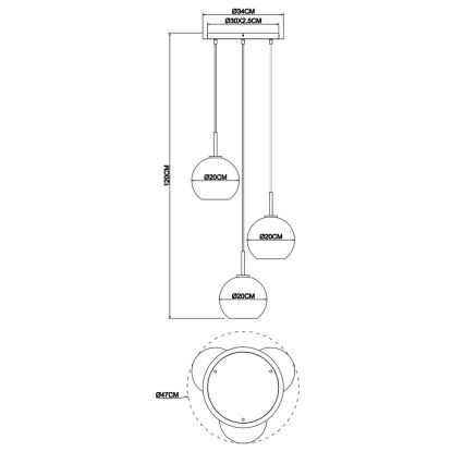 Globo - Πολύφωτο με σύρμα 3xE27/60W/230V
