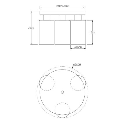 Globo - Φωτιστικό οροφής 3xE27/60W/230V μαύρο