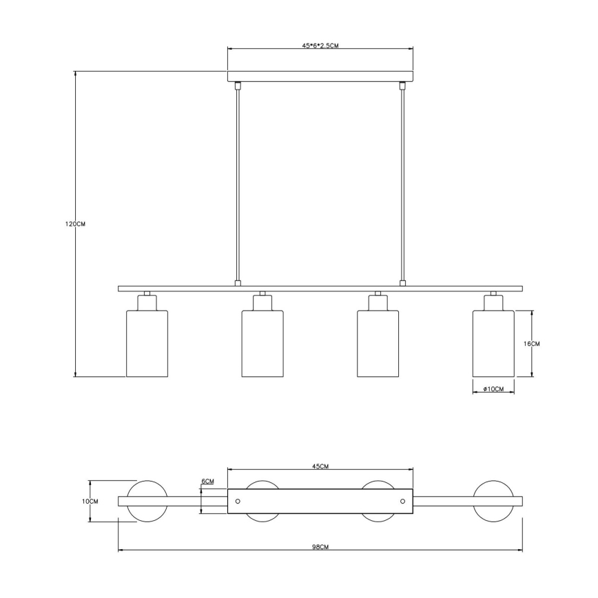 Globo - Κρεμαστό φωτιστικό οροφής 4xE27/60W/230V μαύρο