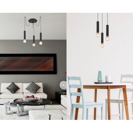 Globo - Φωτιστικό οροφής με καλώδιο 3xE27/60W/230V μαύρο ξύλο