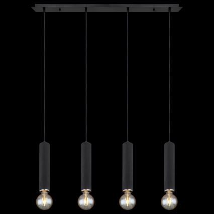 Globo - Κρεμαστό φωτιστικό οροφής ράγα 4xE27/60W/230V μαύρο ξύλο