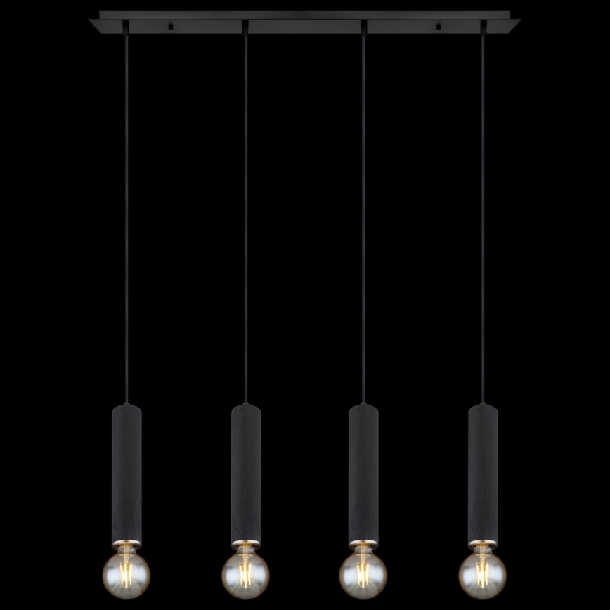 Globo - Κρεμαστό φωτιστικό οροφής ράγα 4xE27/60W/230V μαύρο ξύλο