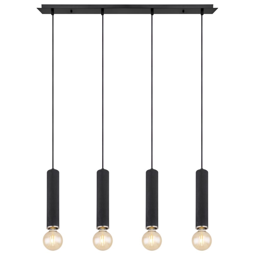 Globo - Κρεμαστό φωτιστικό οροφής ράγα 4xE27/60W/230V μαύρο ξύλο