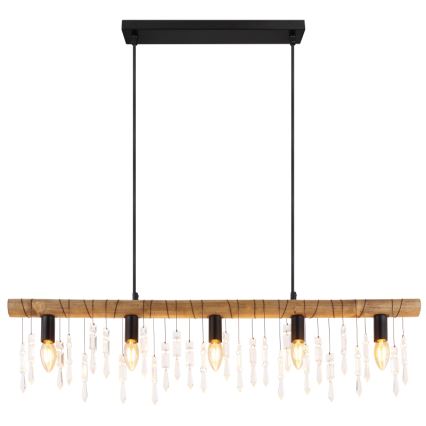 Globo 15532-5H - Κρεμαστό φωτιστικό KIRA με καλώδιο 5xE14/40W/230V μαύρο/καφέ