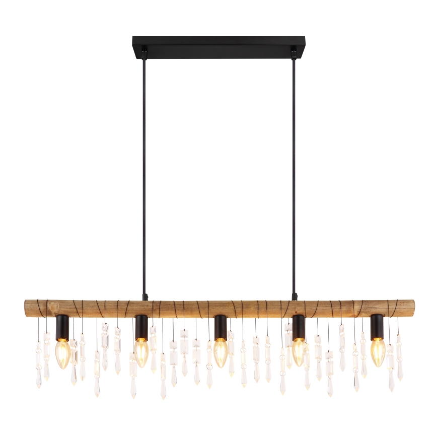 Globo 15532-5H - Κρεμαστό φωτιστικό KIRA με καλώδιο 5xE14/40W/230V μαύρο/καφέ