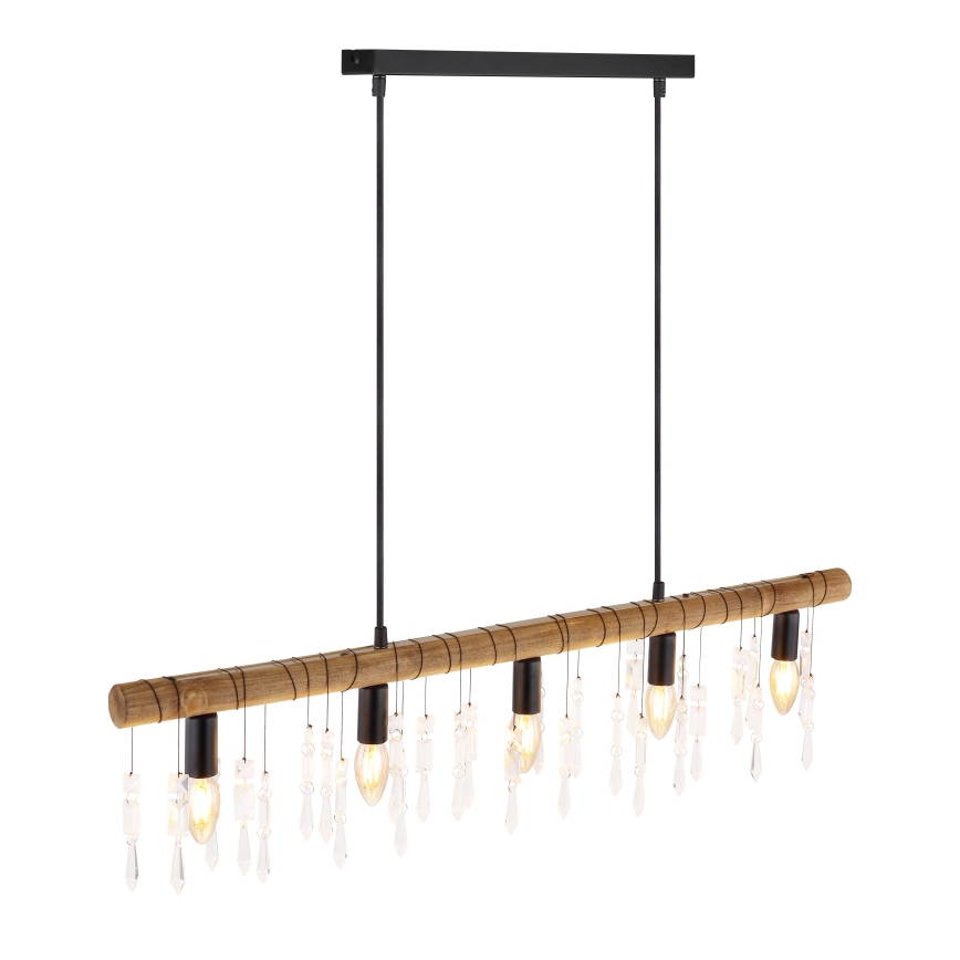 Globo 15532-5H - Κρεμαστό φωτιστικό KIRA με καλώδιο 5xE14/40W/230V μαύρο/καφέ