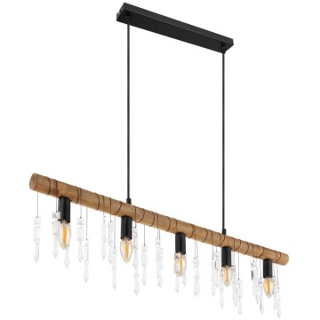 Globo 15532-5H - Κρεμαστό φωτιστικό KIRA με καλώδιο 5xE14/40W/230V μαύρο/καφέ
