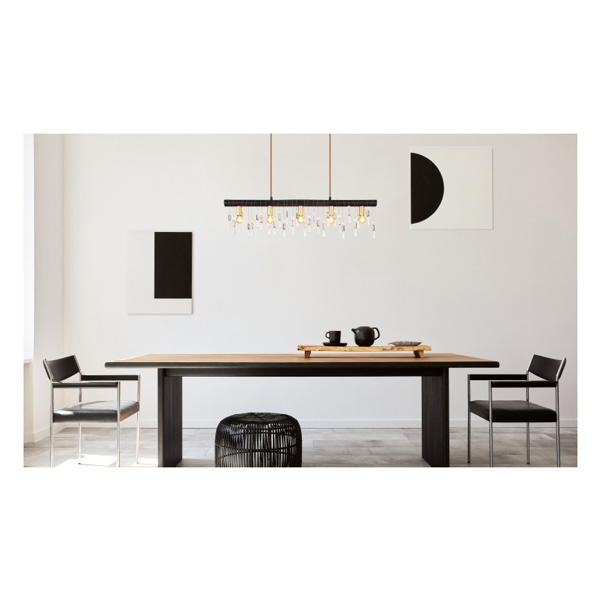 Globo 15532-5HB - Κρεμαστό φωτιστικό με καλώδιο KIRA 5xE14/40W/230V μαύρο