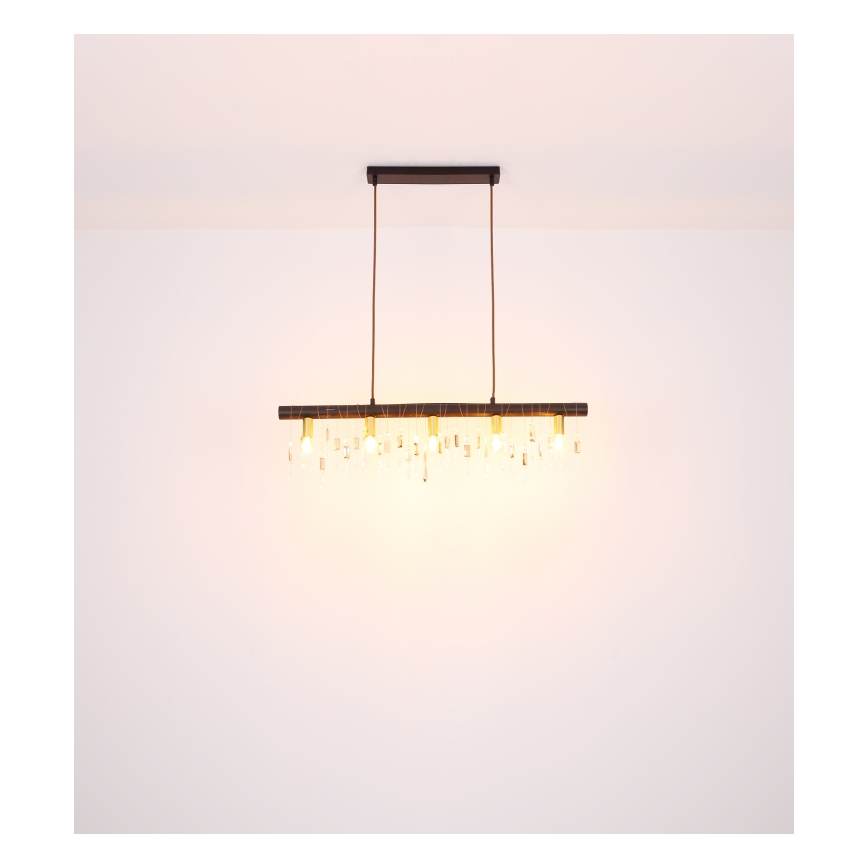 Globo 15532-5HB - Κρεμαστό φωτιστικό με καλώδιο KIRA 5xE14/40W/230V μαύρο