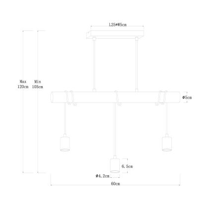 Globo - Πολύφωτο με συρματόσχοινο 3xE27/60W/230V