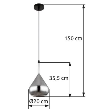 Globo - Κρεμαστό φωτιστικό οροφής 1xE27/60W/230V διάμετρος 20 cm μαύρο