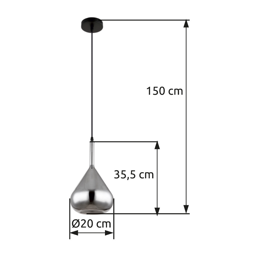 Globo - Κρεμαστό φωτιστικό οροφής 1xE27/60W/230V διάμετρος 20 cm μαύρο