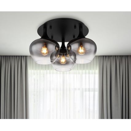 Globo - Πλαφονιέρα οροφής 3xE27/40W/230V διάμετρος 45 cm μαύρο