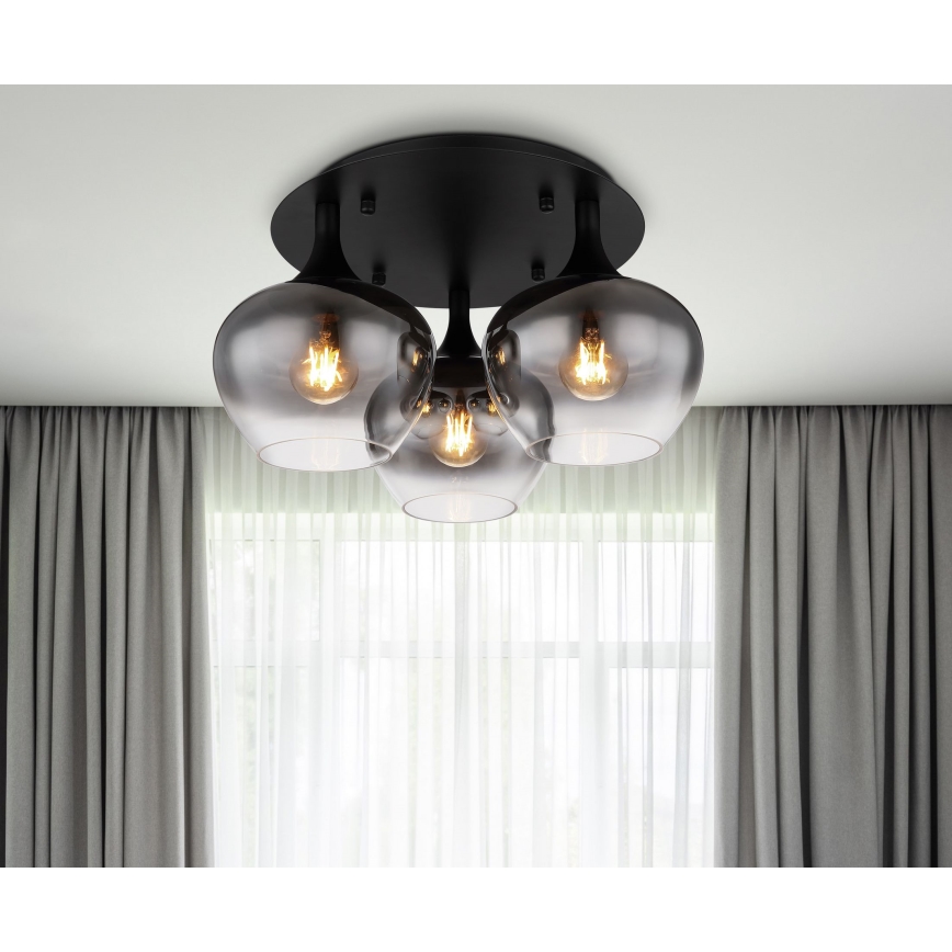Globo - Πλαφονιέρα οροφής 3xE27/40W/230V διάμετρος 45 cm μαύρο