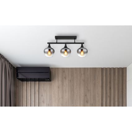Globo - Πλαφονιέρα οροφής 3xE27/40W/230V μαύρο