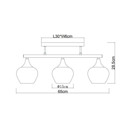 Globo - Πλαφονιέρα οροφής 3xE27/40W/230V μαύρο