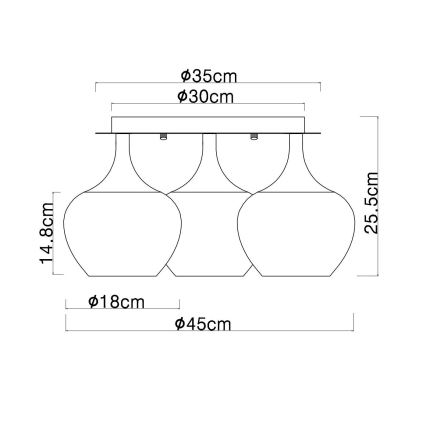 Globo - Πλαφονιέρα οροφής 3xE27/40W/230V διάμετρος 45 cm χαλκός