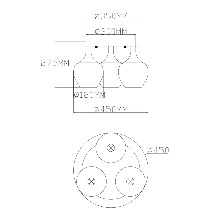 Globo - Πλαφονιέρα οροφής 3xE27/40W/230V ανθρακί