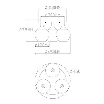 Globo - Πλαφονιέρα οροφής 3xE27/40W/230V ανθρακί
