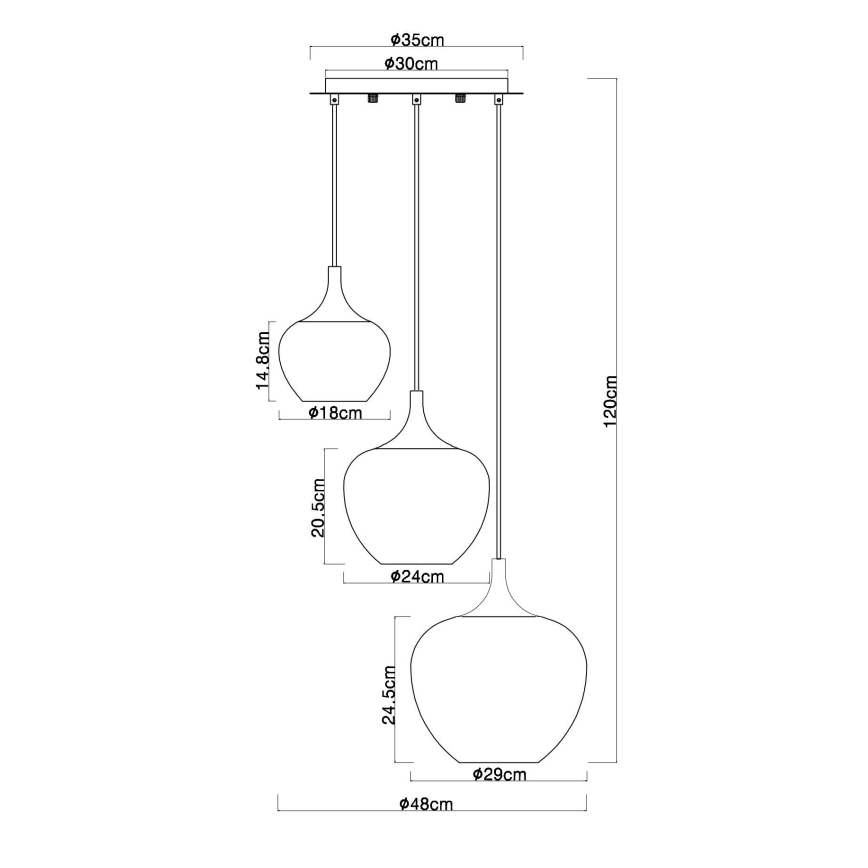 Globo - Κρεμαστό φωτιστικό οροφής 3xE27/40W/230V χαλκός