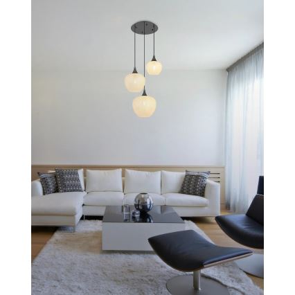 Globo - Κρεμαστό φωτιστικό οροφής 3xE27/40W/230V λευκό/ανθρακί