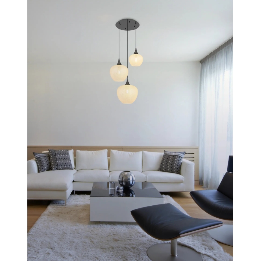 Globo - Κρεμαστό φωτιστικό οροφής 3xE27/40W/230V λευκό/ανθρακί