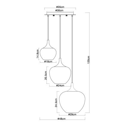 Globo - Κρεμαστό φωτιστικό οροφής 3xE27/40W/230V λευκό/ανθρακί