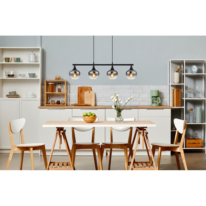 Globo - Κρεμαστό φωτιστικό οροφής 4xE27/40W/230V μαύρο