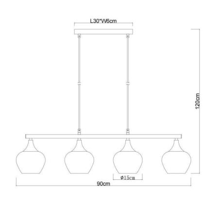 Globo - Κρεμαστό φωτιστικό οροφής 4xE27/40W/230V μαύρο