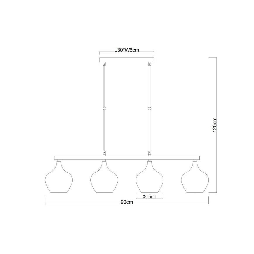 Globo - Κρεμαστό φωτιστικό οροφής 4xE27/40W/230V μαύρο