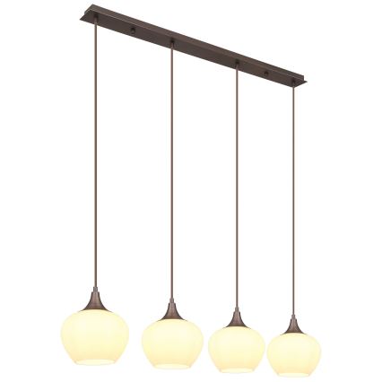 Globo - Κρεμαστό φωτιστικό οροφής ράγα 4xE27/40W/230V λευκό/καφέ