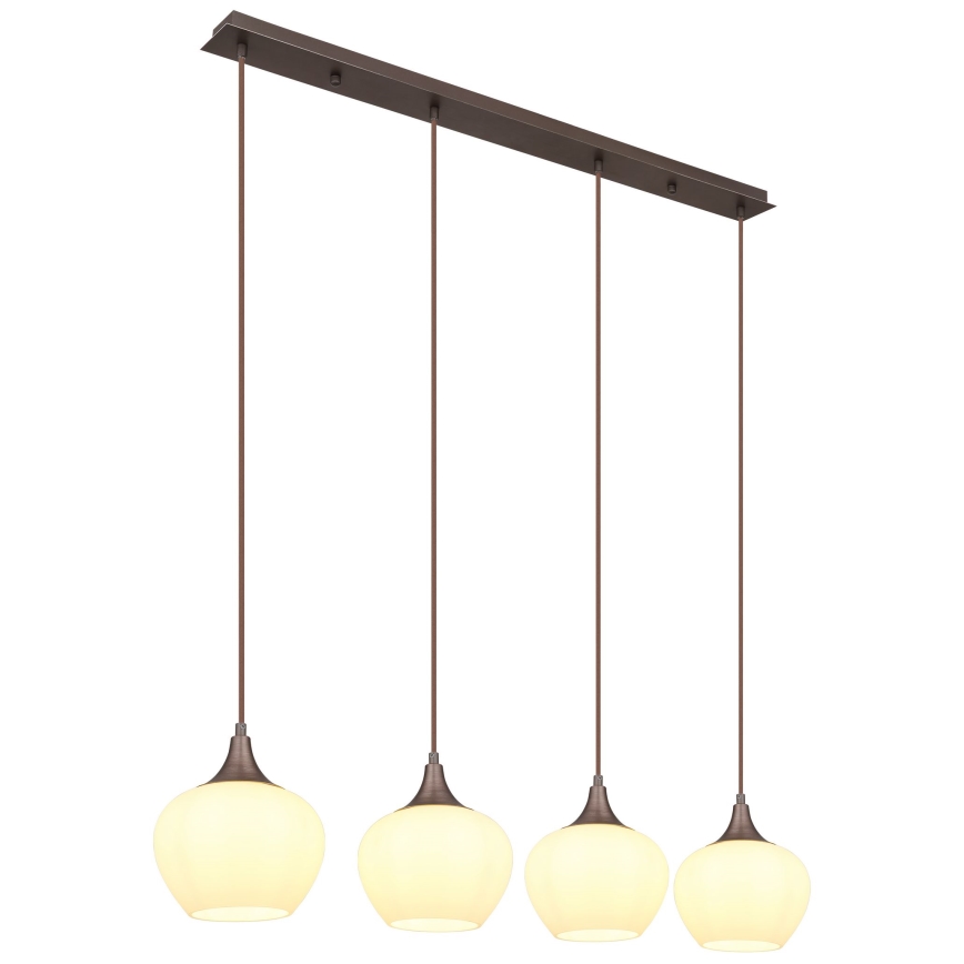 Globo - Κρεμαστό φωτιστικό οροφής ράγα 4xE27/40W/230V λευκό/καφέ