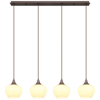 Globo - Κρεμαστό φωτιστικό οροφής ράγα 4xE27/40W/230V λευκό/καφέ