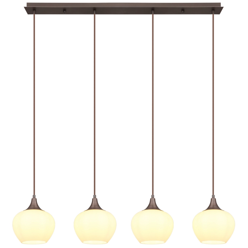 Globo - Κρεμαστό φωτιστικό οροφής ράγα 4xE27/40W/230V λευκό/καφέ
