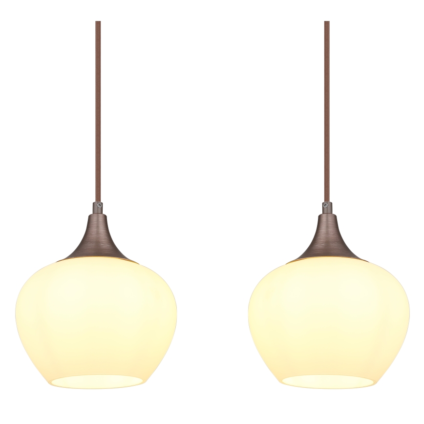 Globo - Κρεμαστό φωτιστικό οροφής ράγα 4xE27/40W/230V λευκό/καφέ