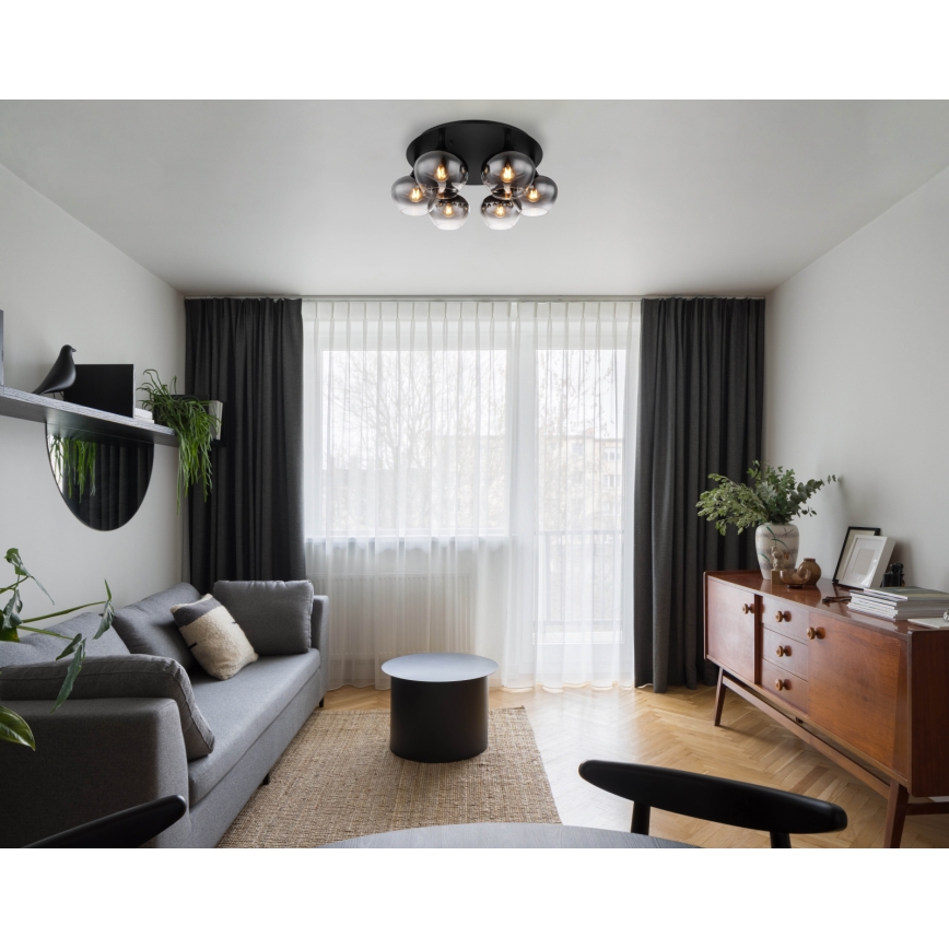 Globo - Προσκολλητό φωτιστικό οροφής 6xE27/40W/230V διάμετρος 65 εκ. μαύρο