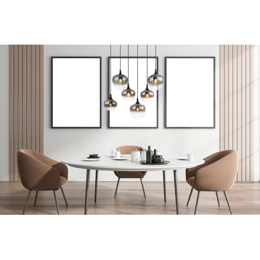 Globo - Κρεμαστό φωτιστικό οροφής 6xE27/40W/230V μαύρο