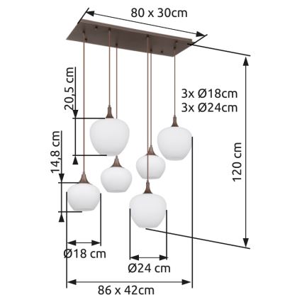 Globo - Κρεμαστό φωτιστικό οροφής 6xE27/40W/230V λευκό