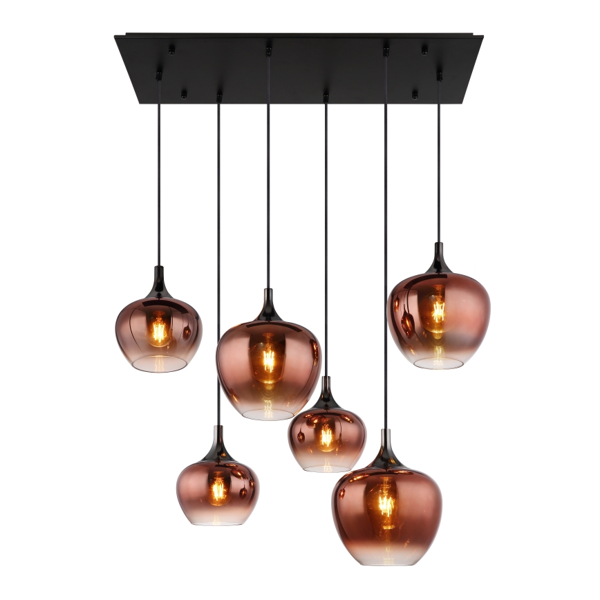 Globo - Κρεμαστό φωτιστικό οροφής 6xE27/40W/230V καφέ/φιμέ