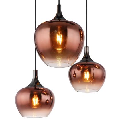 Globo - Κρεμαστό φωτιστικό οροφής 6xE27/40W/230V καφέ/φιμέ