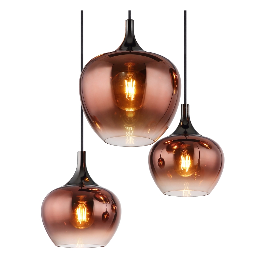 Globo - Κρεμαστό φωτιστικό οροφής 6xE27/40W/230V καφέ/φιμέ