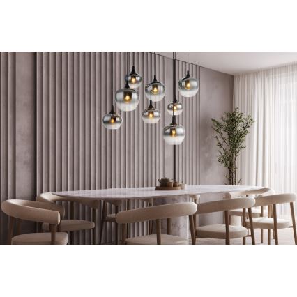 Globo - Κρεμαστός πολυέλαιος με καλώδιο 8xE27/40W/230V μαύρος