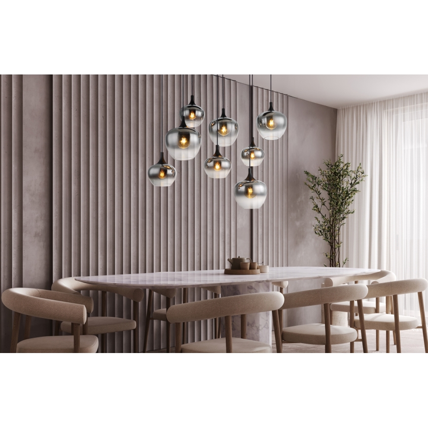 Globo - Κρεμαστός πολυέλαιος με καλώδιο 8xE27/40W/230V μαύρος