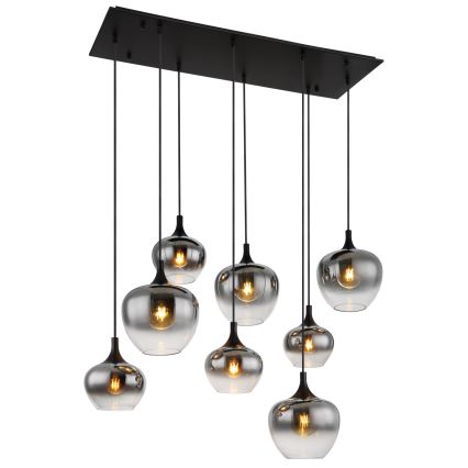 Globo - Κρεμαστός πολυέλαιος με καλώδιο 8xE27/40W/230V μαύρος