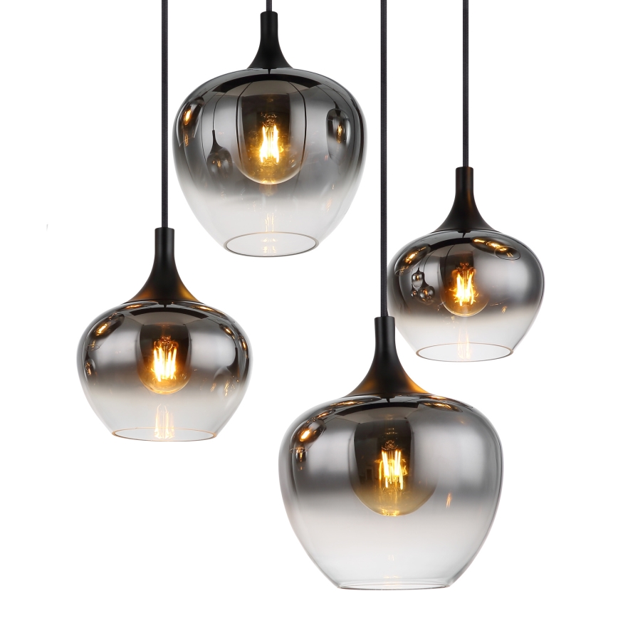Globo - Κρεμαστός πολυέλαιος με καλώδιο 8xE27/40W/230V μαύρος
