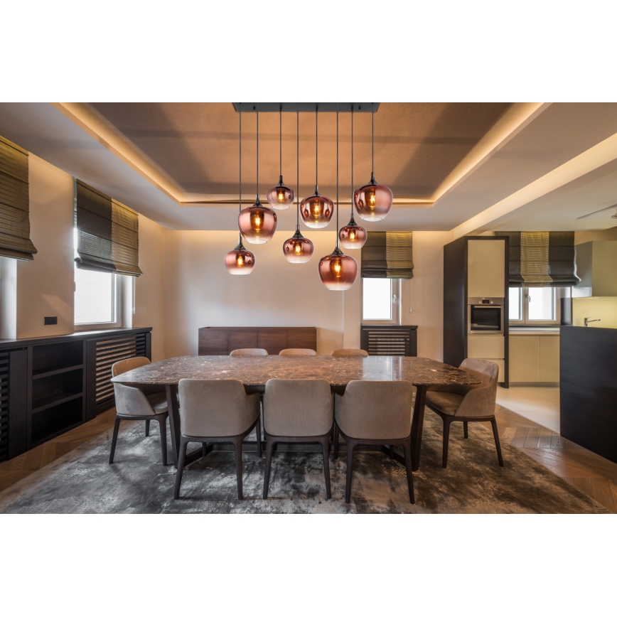 Globo - Κρεμαστό φωτιστικό με καλώδιο 8xE27/40W/230V χάλκινο