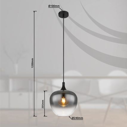 Globo - Κρεμαστό φωτιστικό οροφής 1xE27/40W/230V διάμετρος 24 cm μαύρο